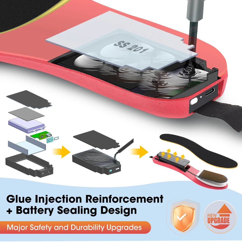 Rechargeable App Controlled Heated Insoles with Dual Temperature Control