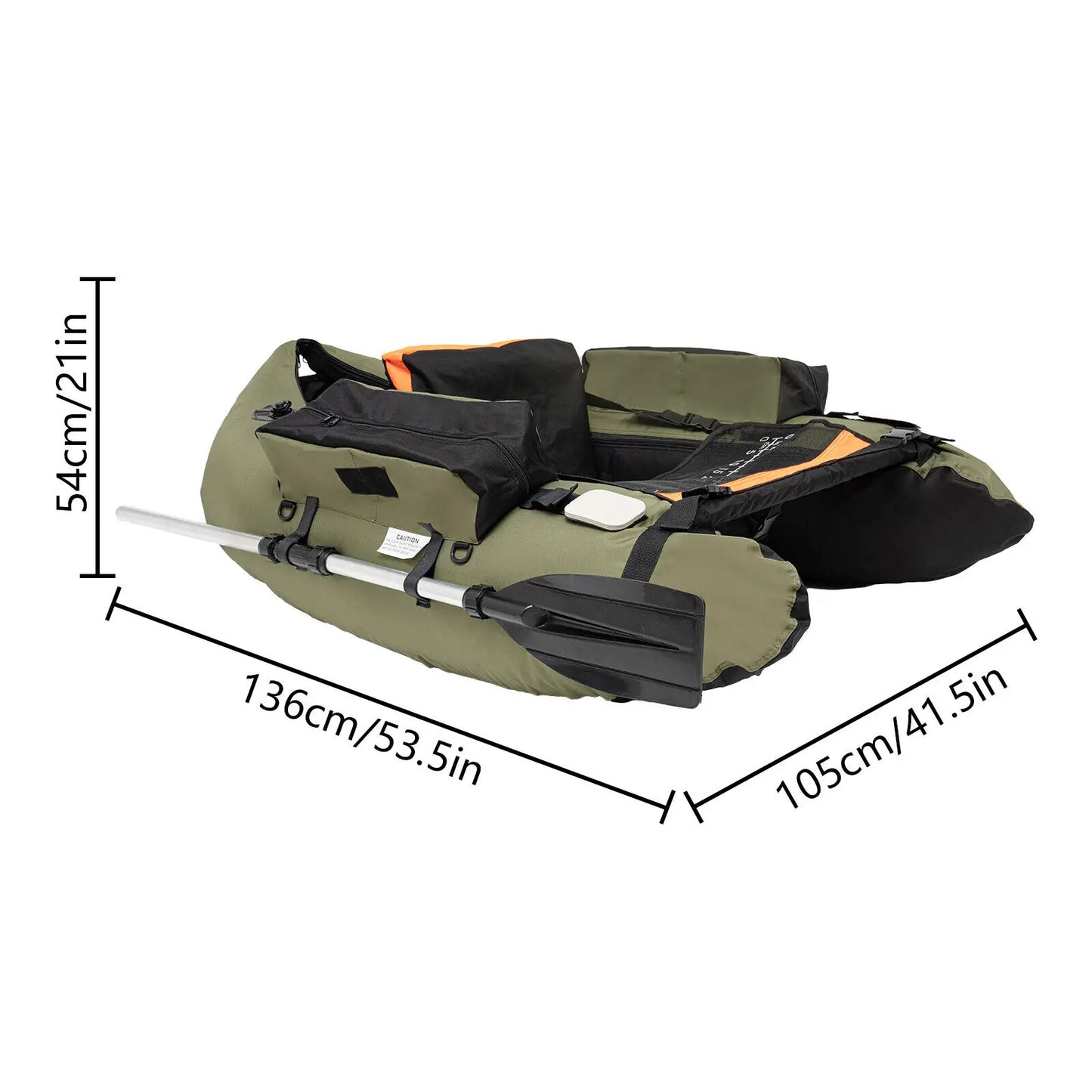 Inflatable Fishing Boat With Adjustable Backrest For 130kg Load Capacity