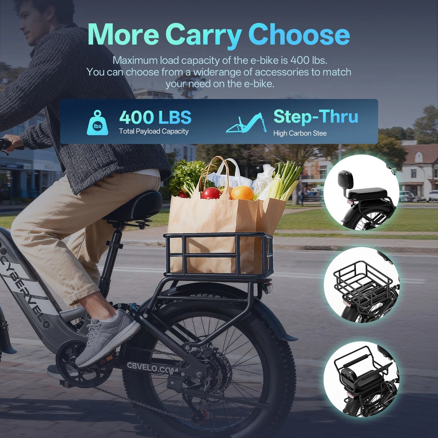Cybervelo 1500W Electric Commuter Bike With Extended Range Battery