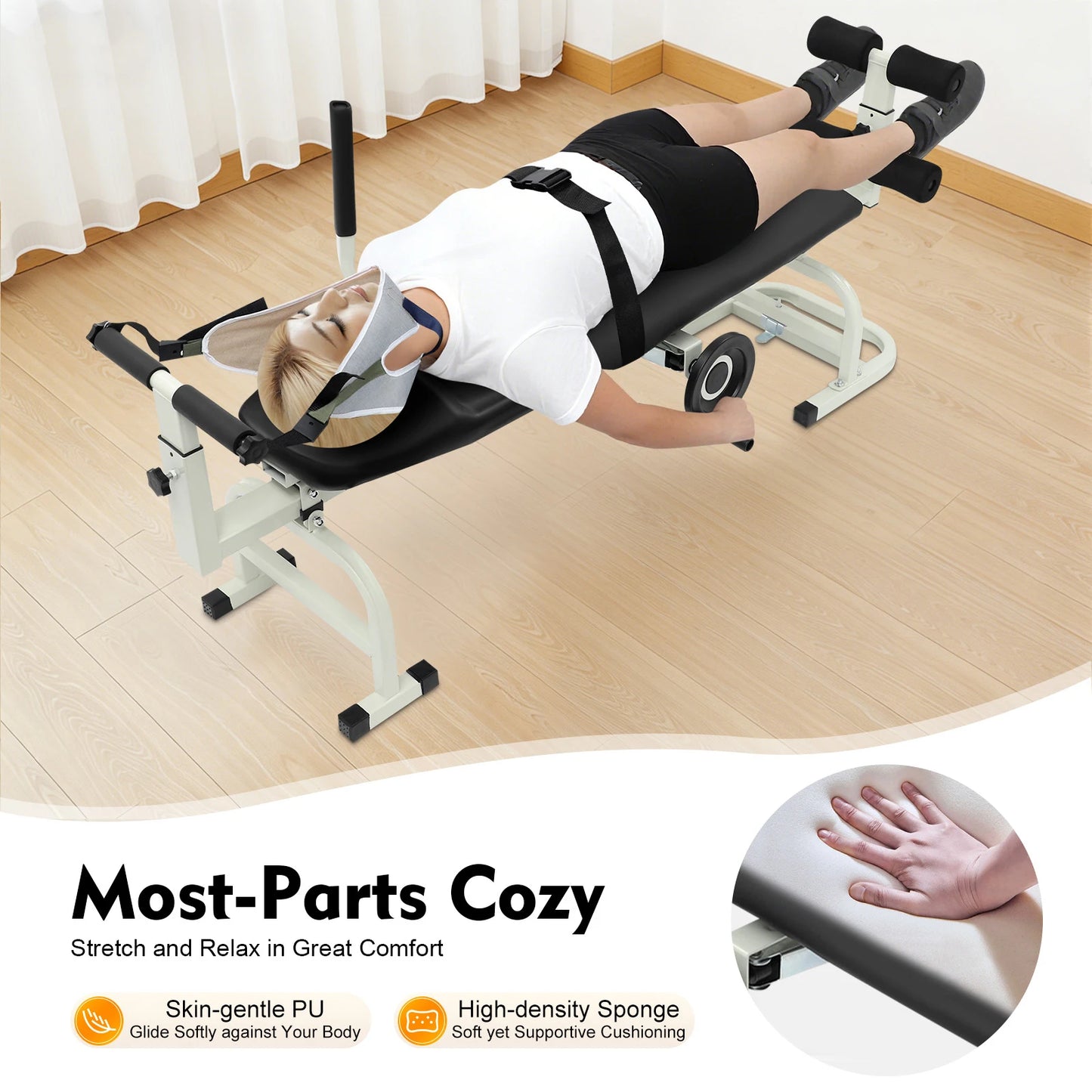 Adjustable Multifunctional Back Stretch Bench With Cervical Traction Support