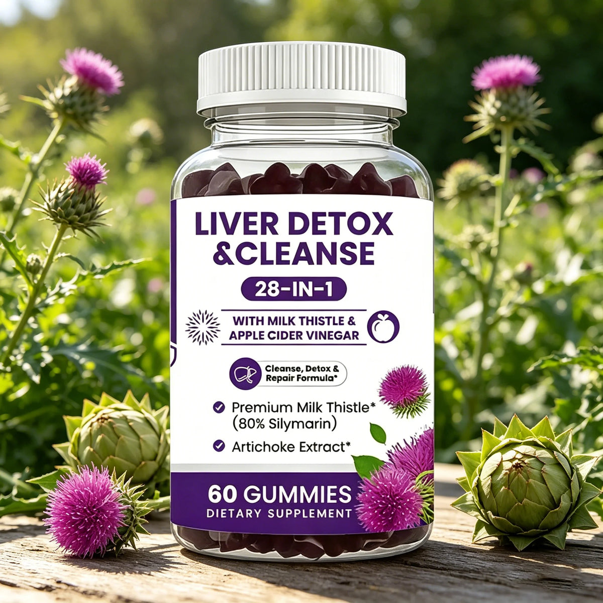 Liver Cleanse And Detox Gummies With Milk Thistle Support