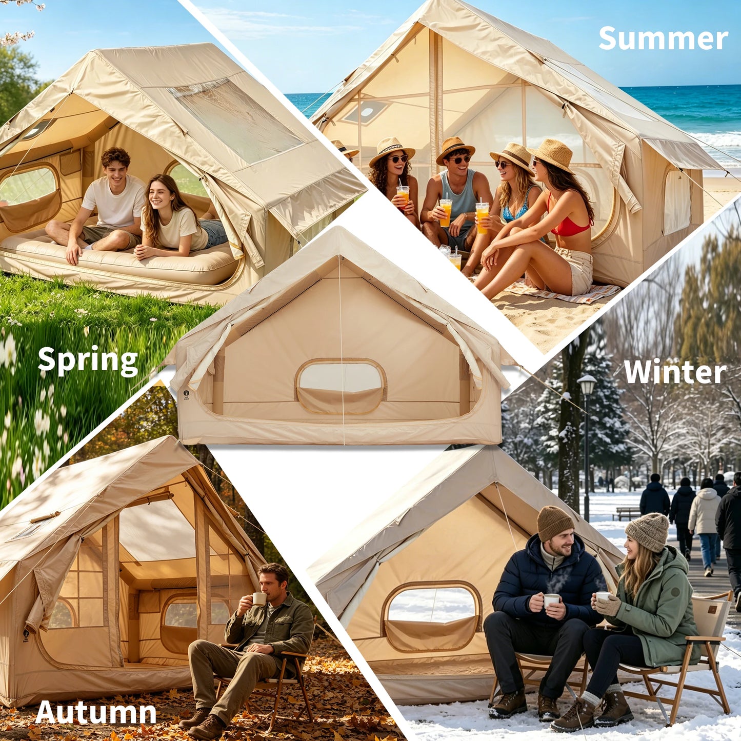 Spacious Waterproof Inflatable Camping Tent Oxford Fabric Family Shelter