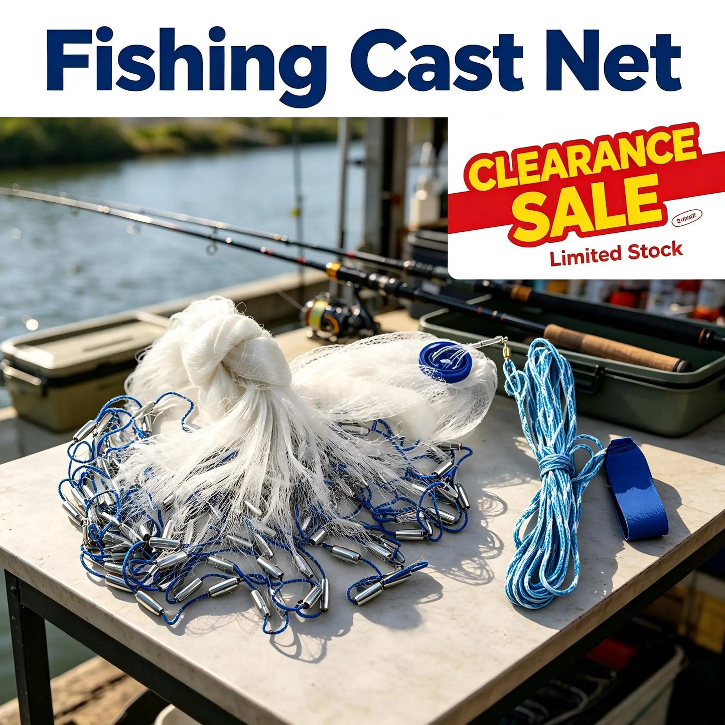 Bymaoar Round Throw Cast Net For Fishing Bait Trap