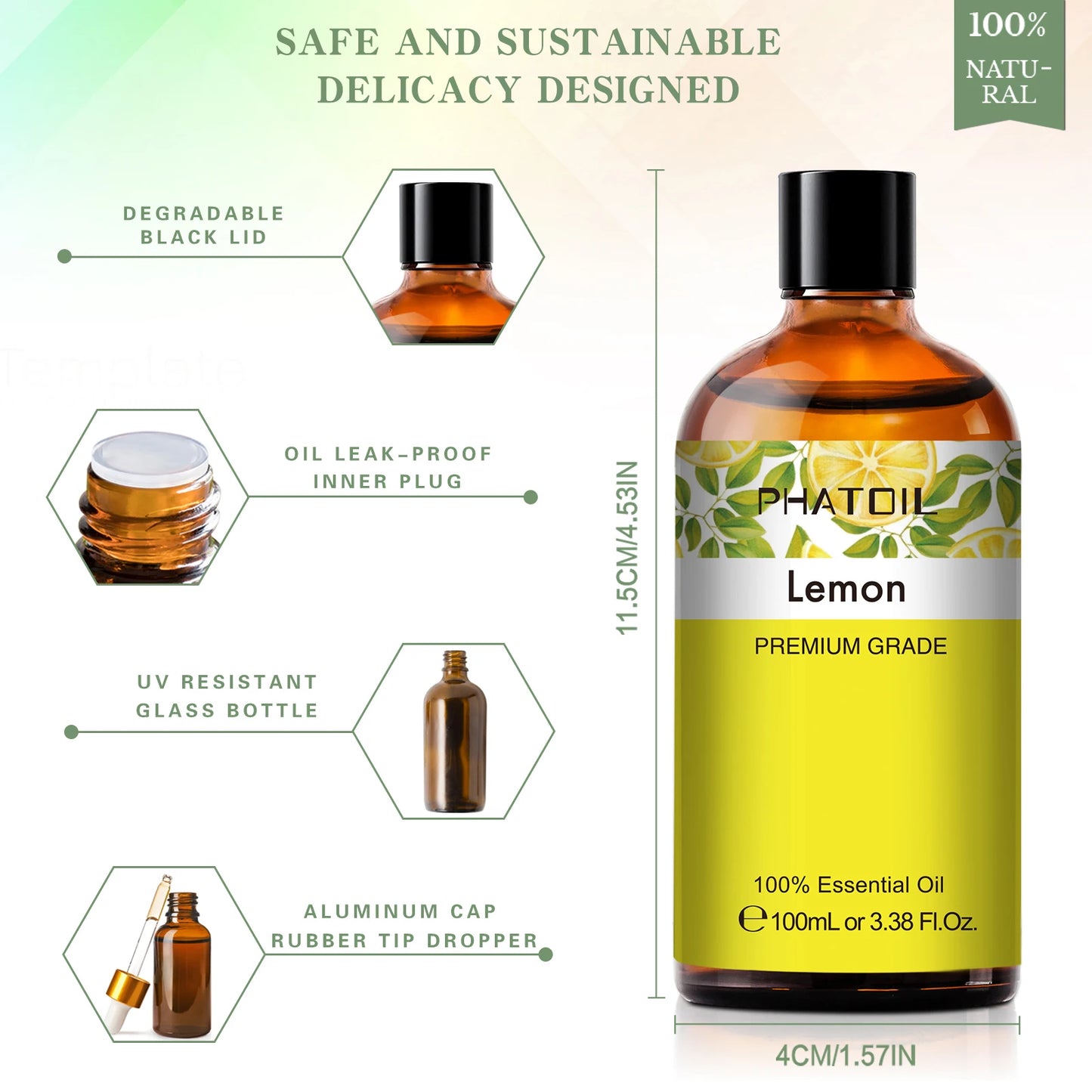PHATOIL Pure Essential Oils For Skin Care Rose Lemon Lavender