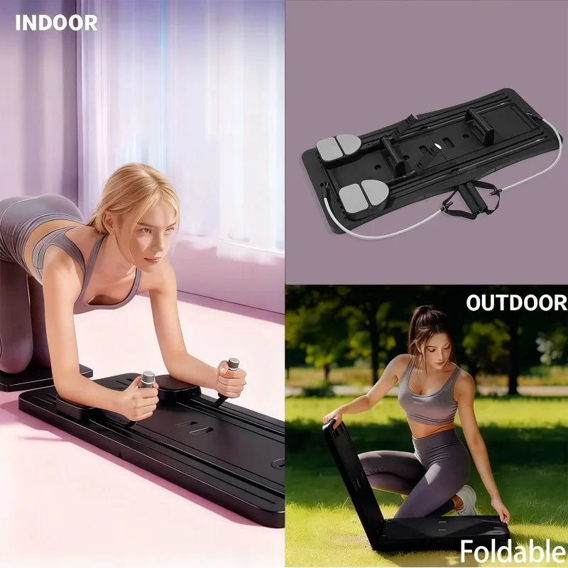 Portable Foldable Workout Board With Resistance Bands And Handles