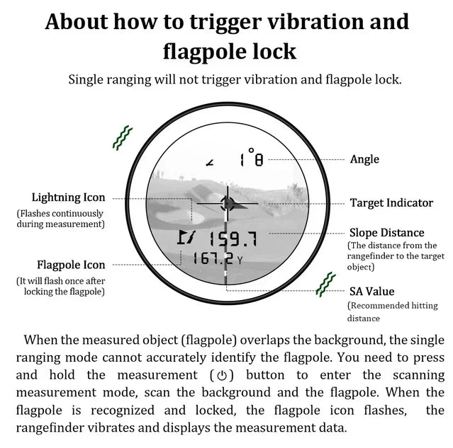 REVASRI Golf Rangefinder Flag Lock Vibration Alert And Slope Mode