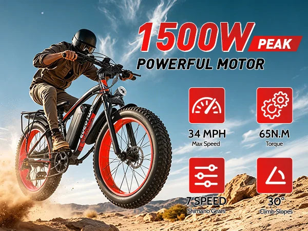 EOEOTWO E01 1000W Fat Tire Electric Bike Adults Extended Range