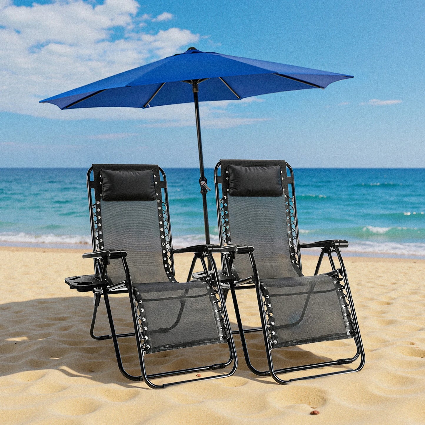 JHK Zero Gravity Outdoor Recliner With Cup Holder Trays