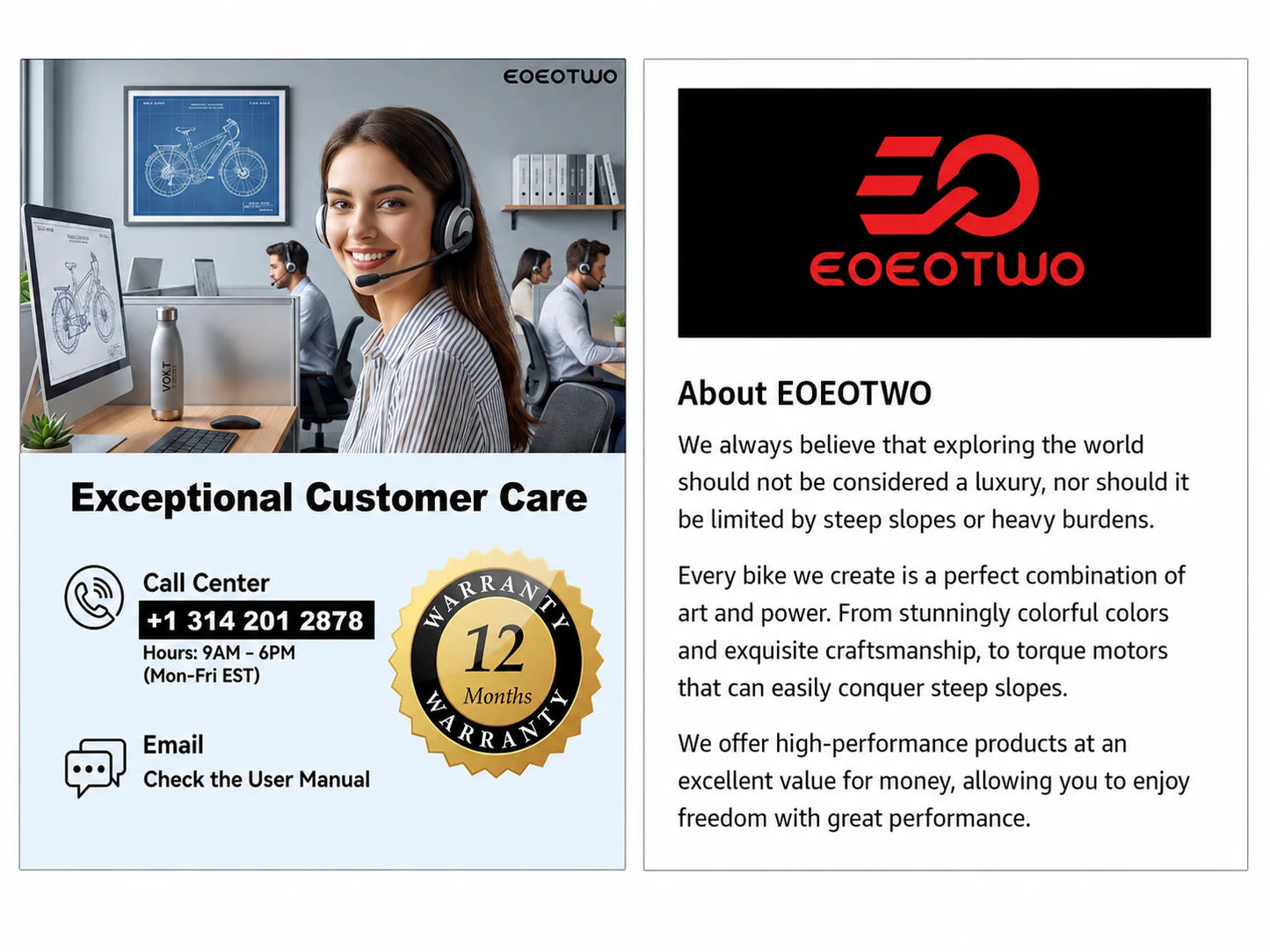 EOEOTWO E01 1000W Fat Tire Electric Bike Adults Extended Range