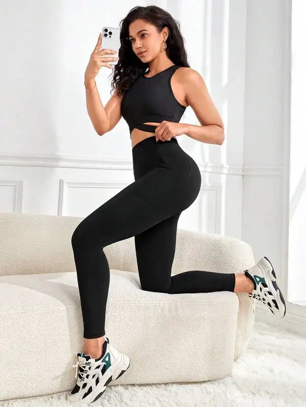 Womens High Waist Yoga Leggings With Pockets Slim Fit Comfort