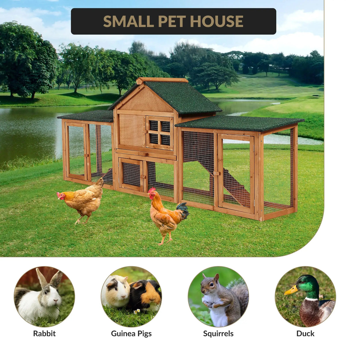 DishyKooker Rabbit Hutch With Double Runs And Pull Out Tray