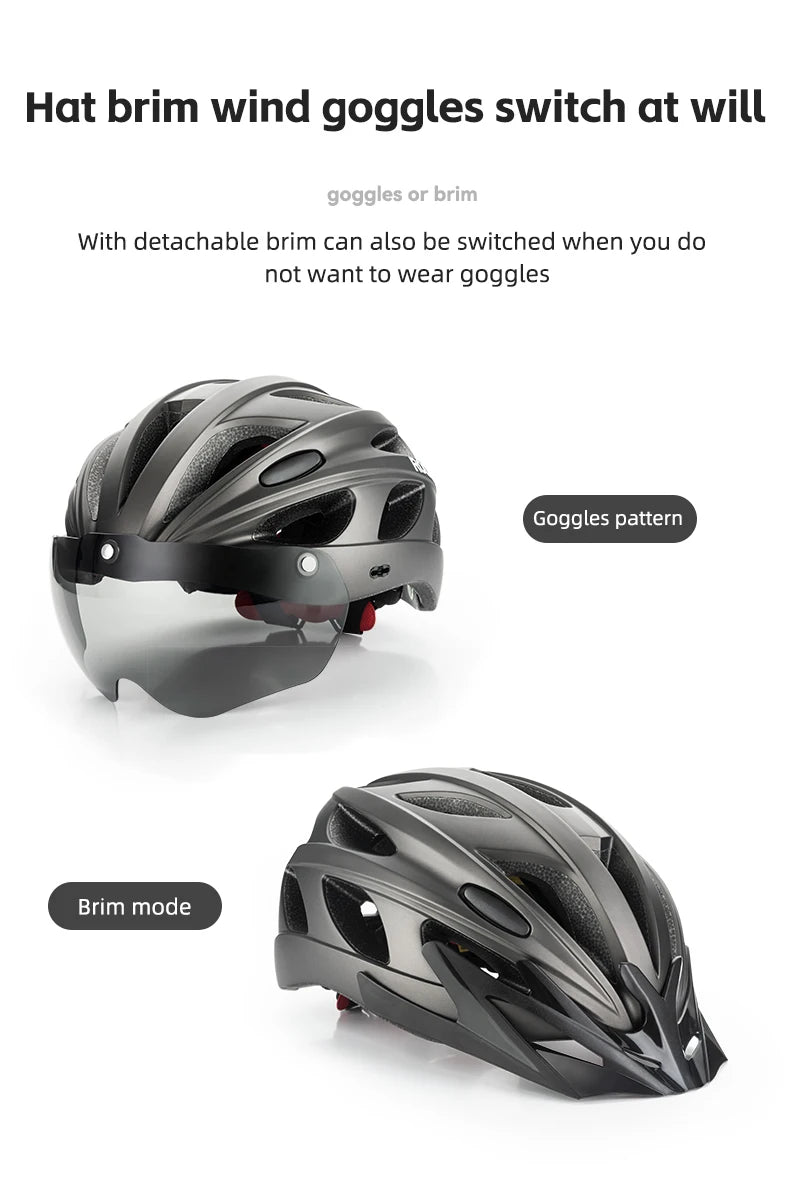 Rockbros Lightweight Cycling Helmet With Goggles For Road And Mountain