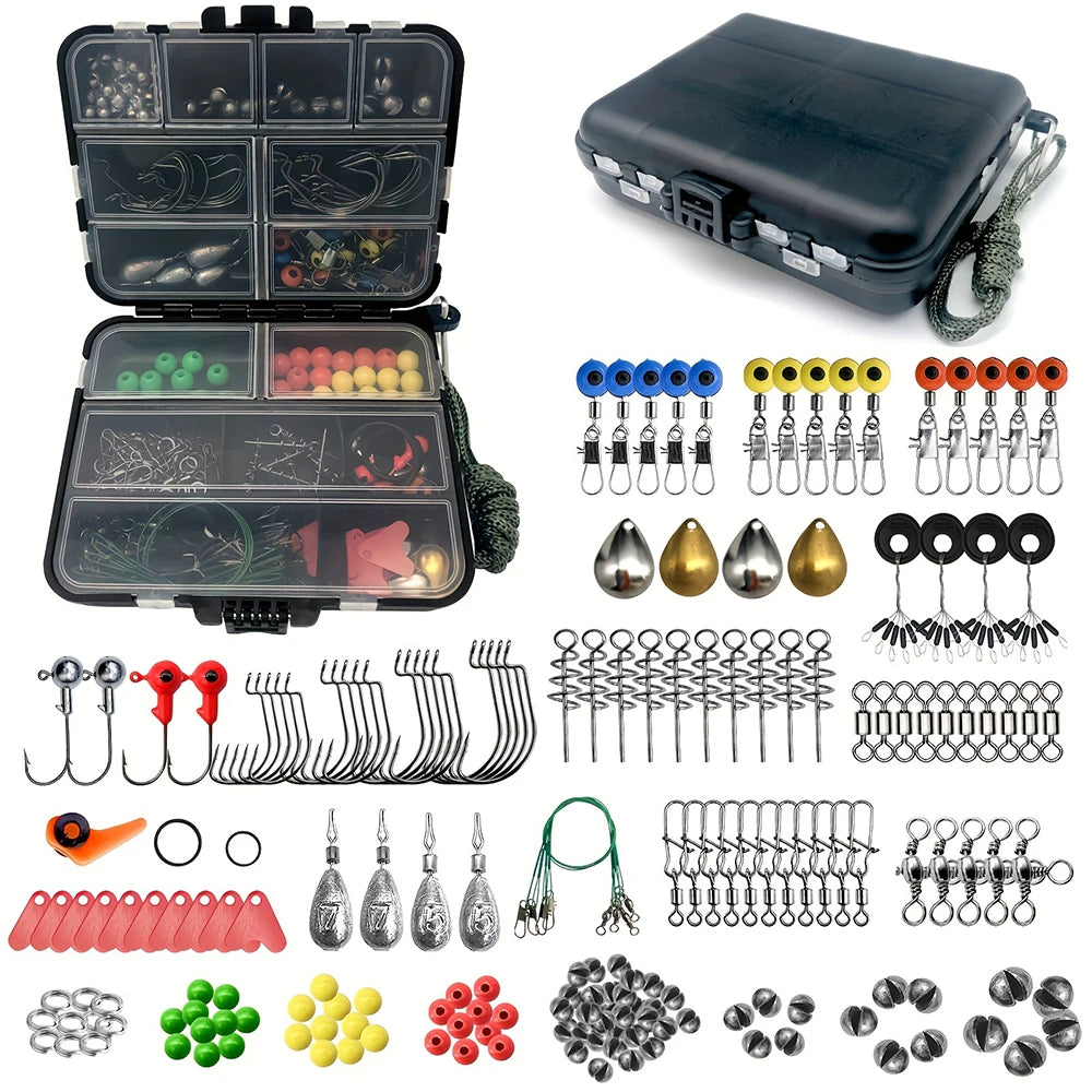 Complete Fishing Tackle Kit With Hooks Bait Swivels And Sinkers