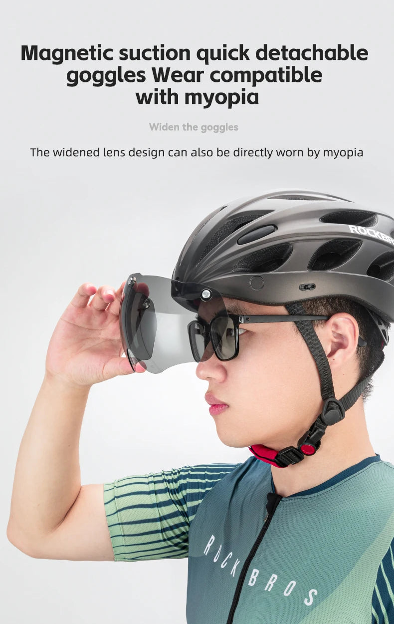 Rockbros Lightweight Cycling Helmet With Goggles For Road And Mountain
