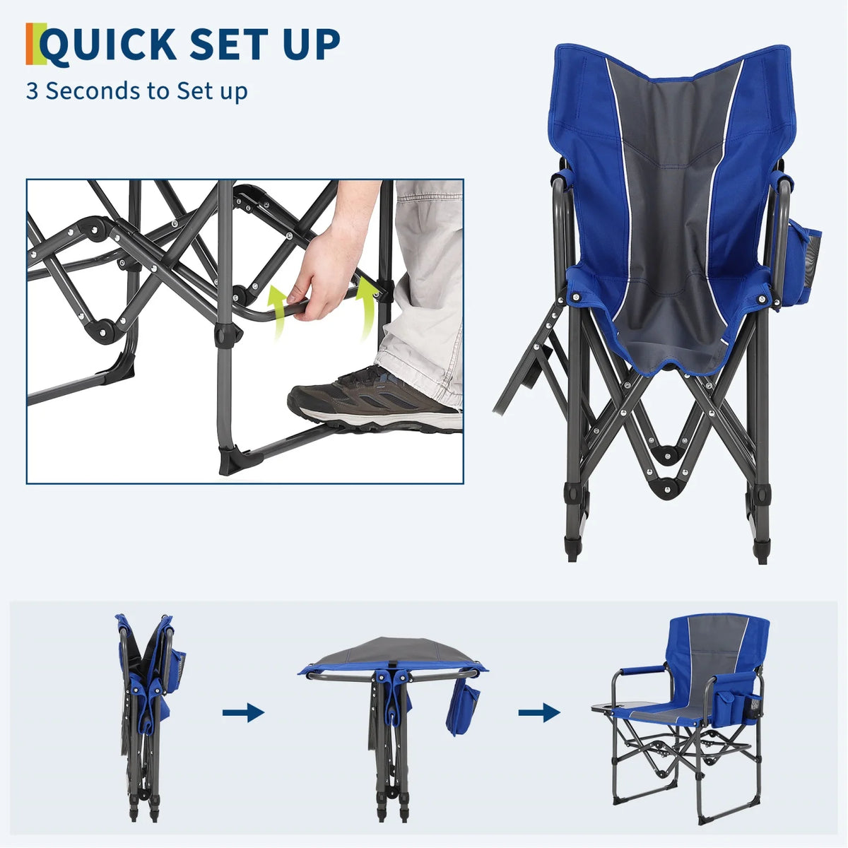 HiMISS Heavy Duty Folding Directors Chair With Side Table