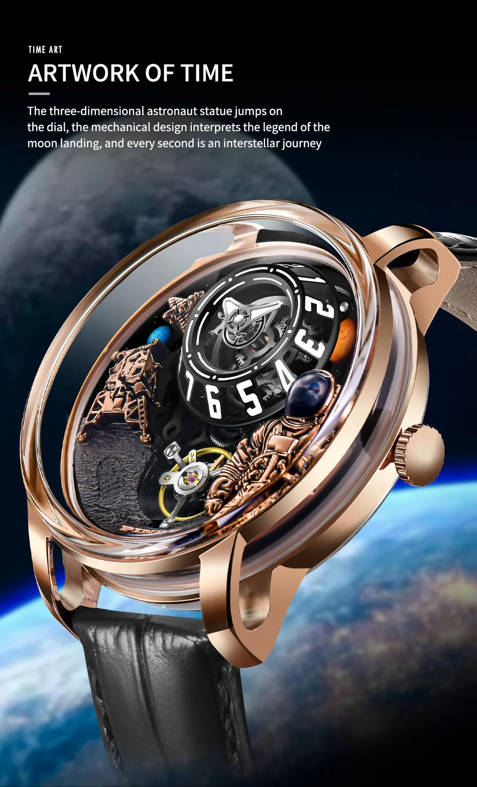 PINDU Design Men Wristwatches Top Brand Luxury Robot Astronaut Space Series Watch Men Sapphire Luminous Waterproof Watches