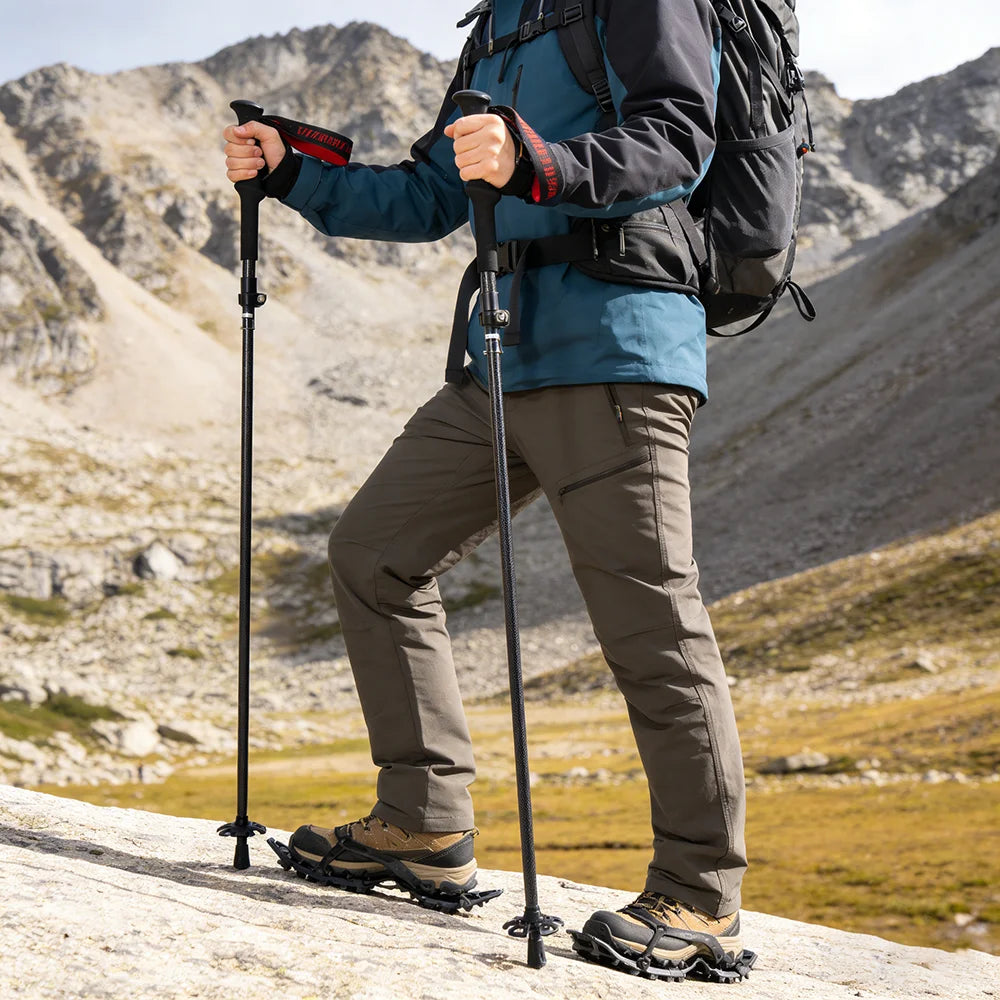 OKHEALING Ultralight Carbon Fiber Folding Trekking Poles For Hiking