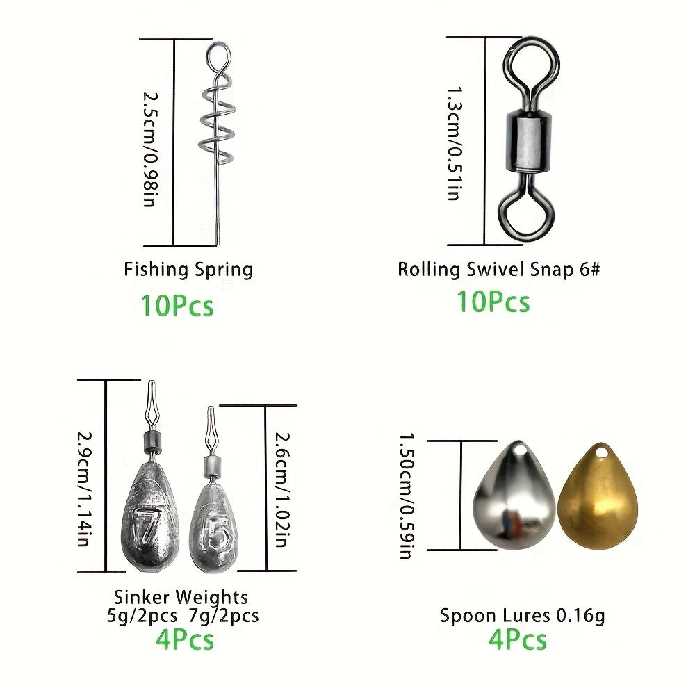 Complete Fishing Tackle Kit With Hooks Bait Swivels And Sinkers