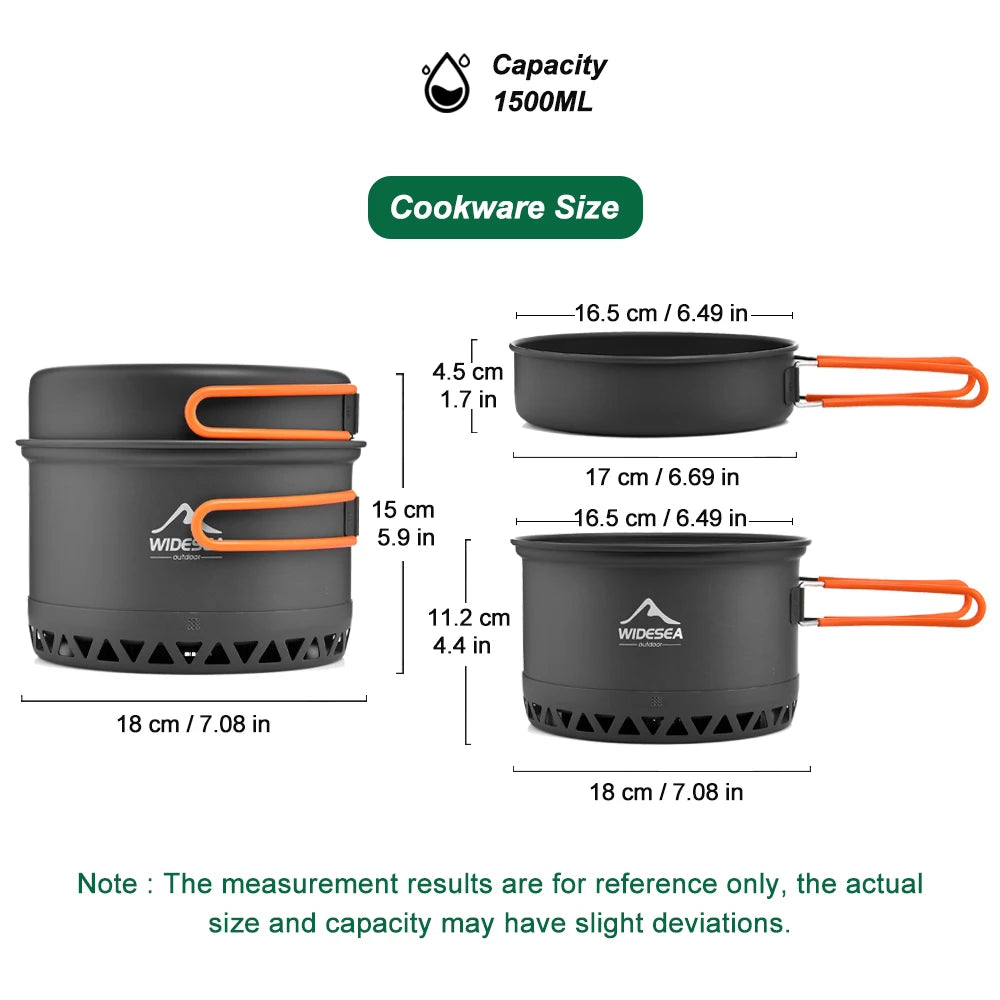 Widesea Outdoor Camping Cookware Set For Hiking Picnic