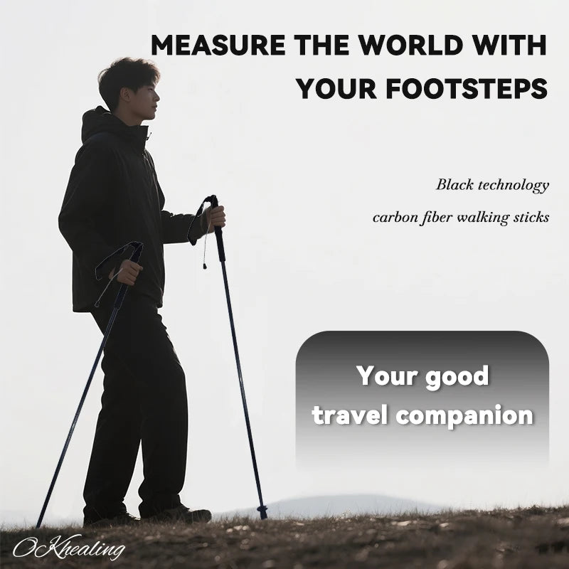 OKHEALING Trekking Poles Carbon Fiber Ultralight 2-Piece