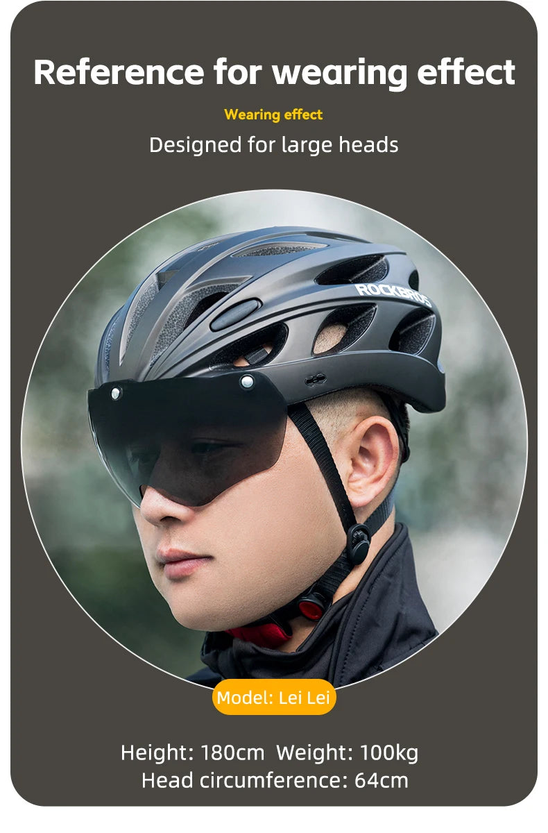 Rockbros Lightweight Cycling Helmet With Goggles For Road And Mountain