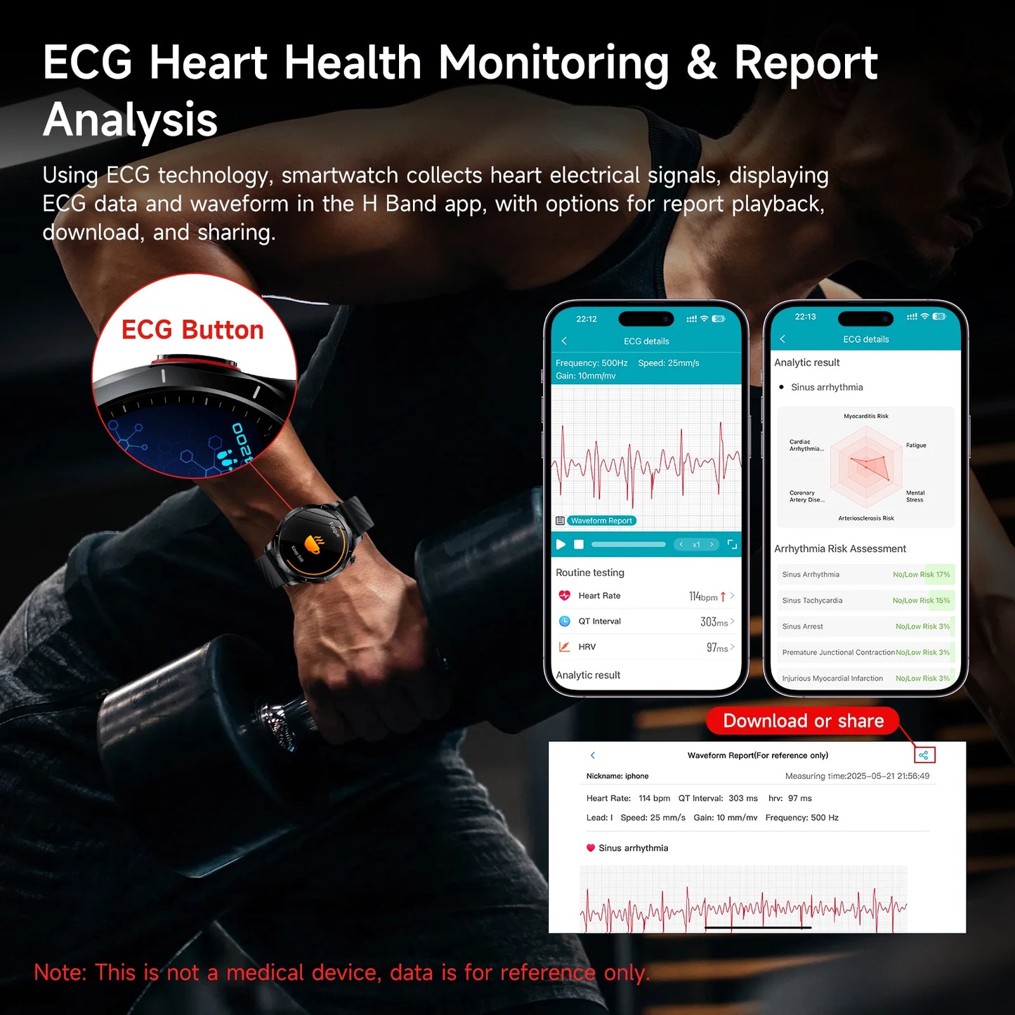Marsyu ECG PPG Health Smartwatch With Sapphire Display