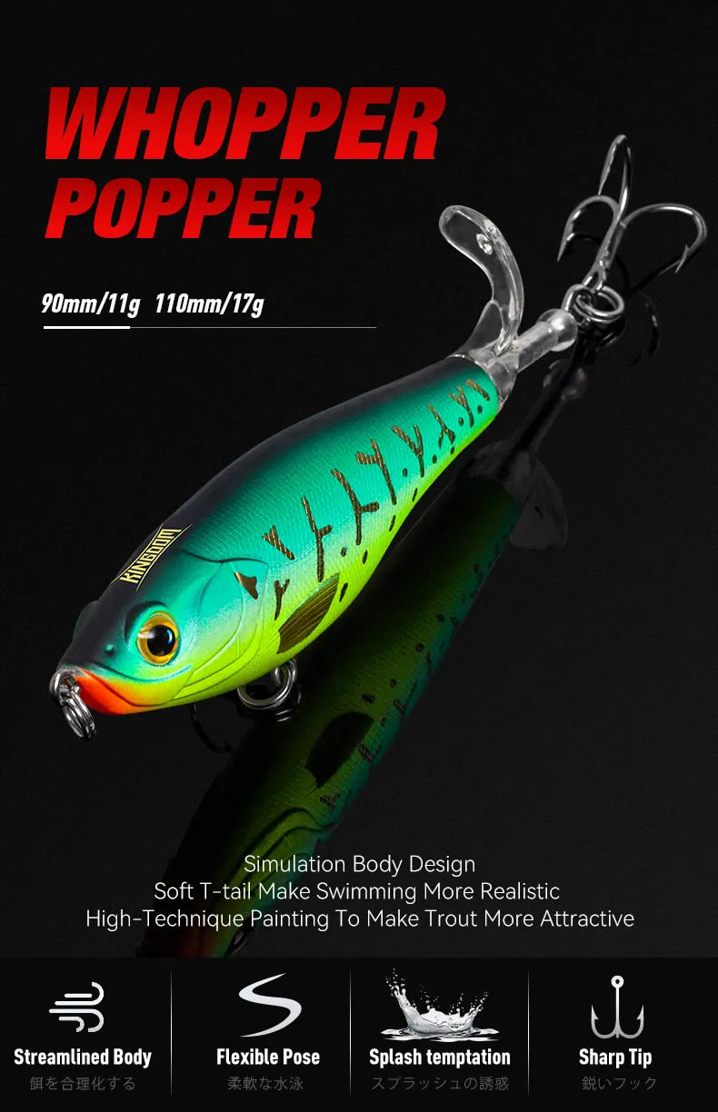Kingdom Topwater Artificial Popper Lures For Bass And Pike