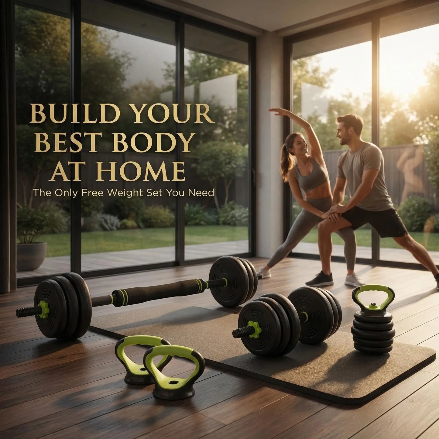 Adjustable Dumbbell Kettlebell Barbell Set For Home Gym Workout