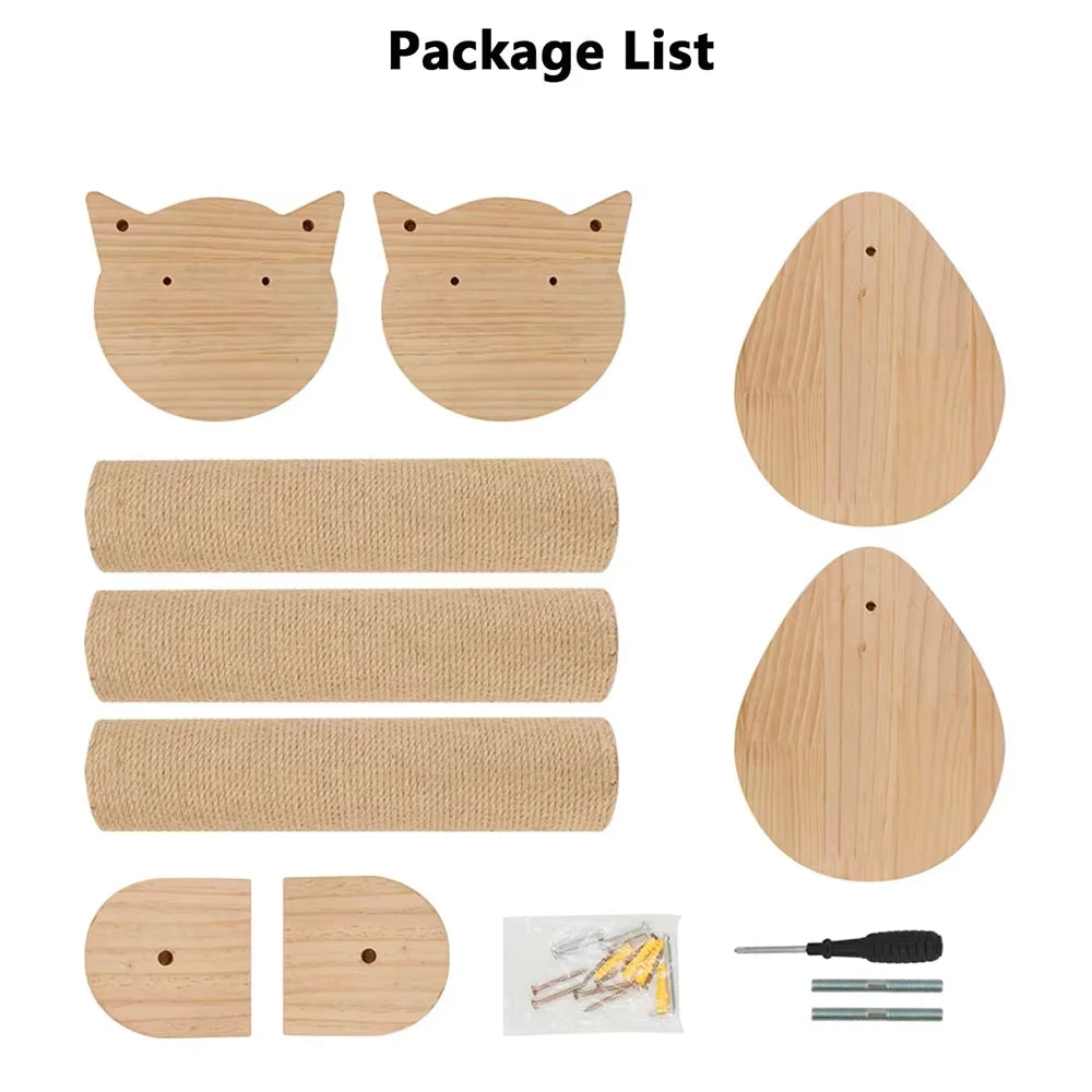 Wall Mounted Cat Tree With Sisal Scratching Posts And Hammock