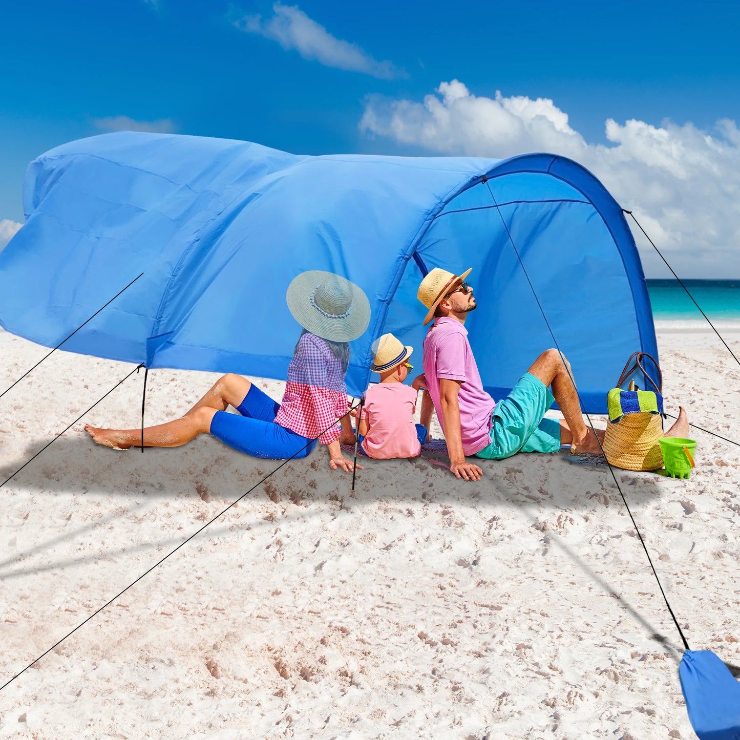 Beach Shade Canopy For 8 People Wind Assisted Setup