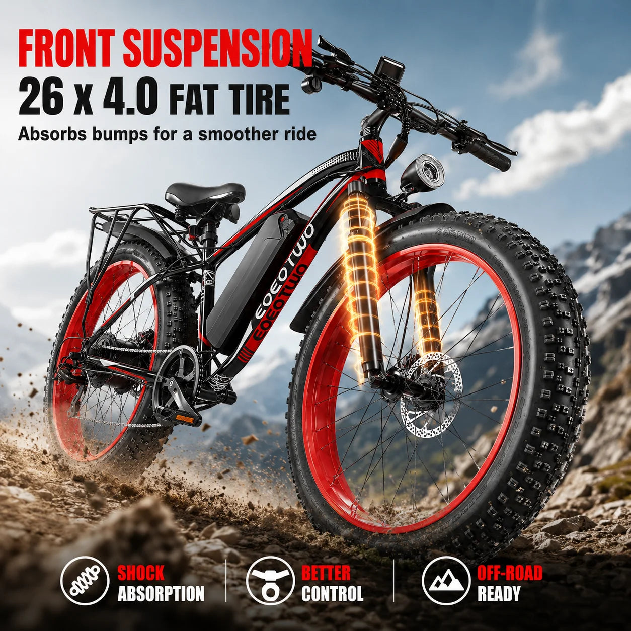 EOEOTWO E01 1000W Fat Tire Electric Bike Adults Extended Range