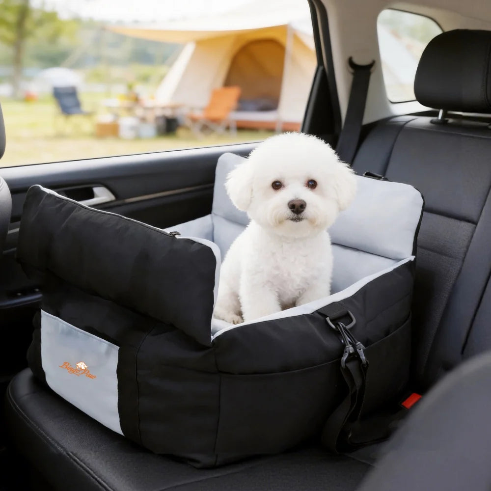 BORWART Portable Dog Car Booster Seat With Safety Belt Washable Cover