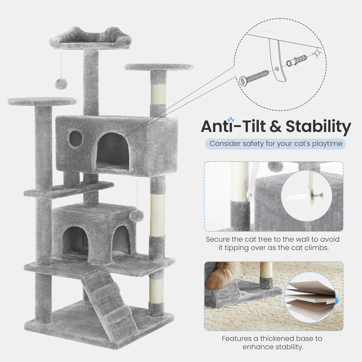 MCQ Multi-Level Cat Tree With Scratching Post Condo Toys