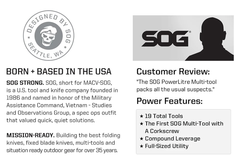 SOG PowerLitre 19 Function Stainless Steel Compact Multitool