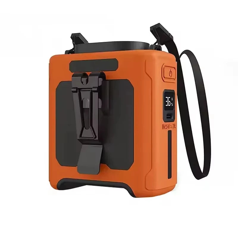 Portable 10000mAh Waist Clip Fan USB Rechargeable Five Speed
