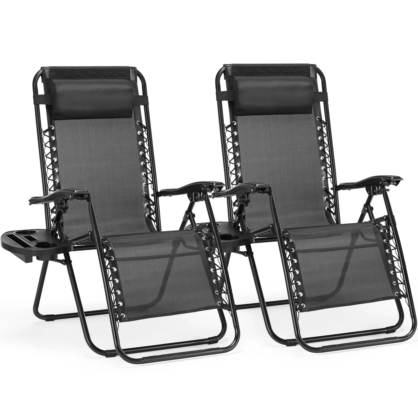 JHK Zero Gravity Outdoor Recliner With Cup Holder Trays