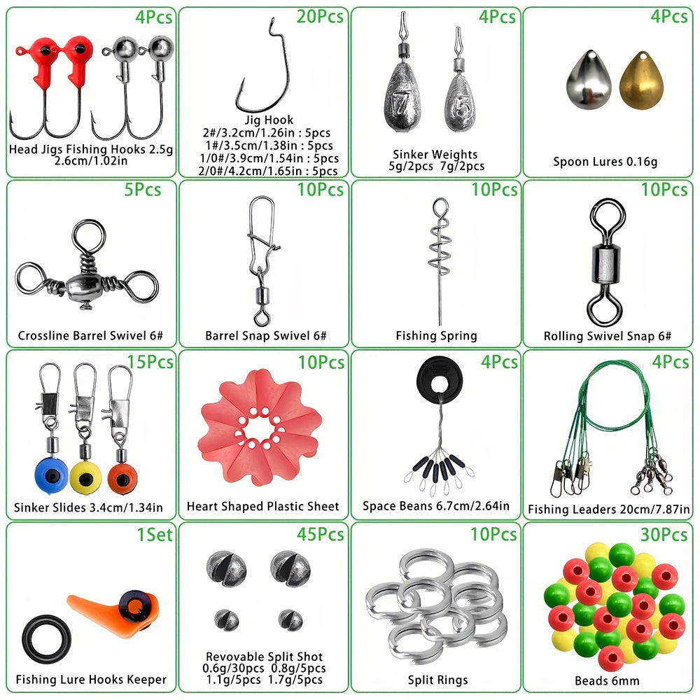 Complete Fishing Tackle Kit With Hooks Bait Swivels And Sinkers