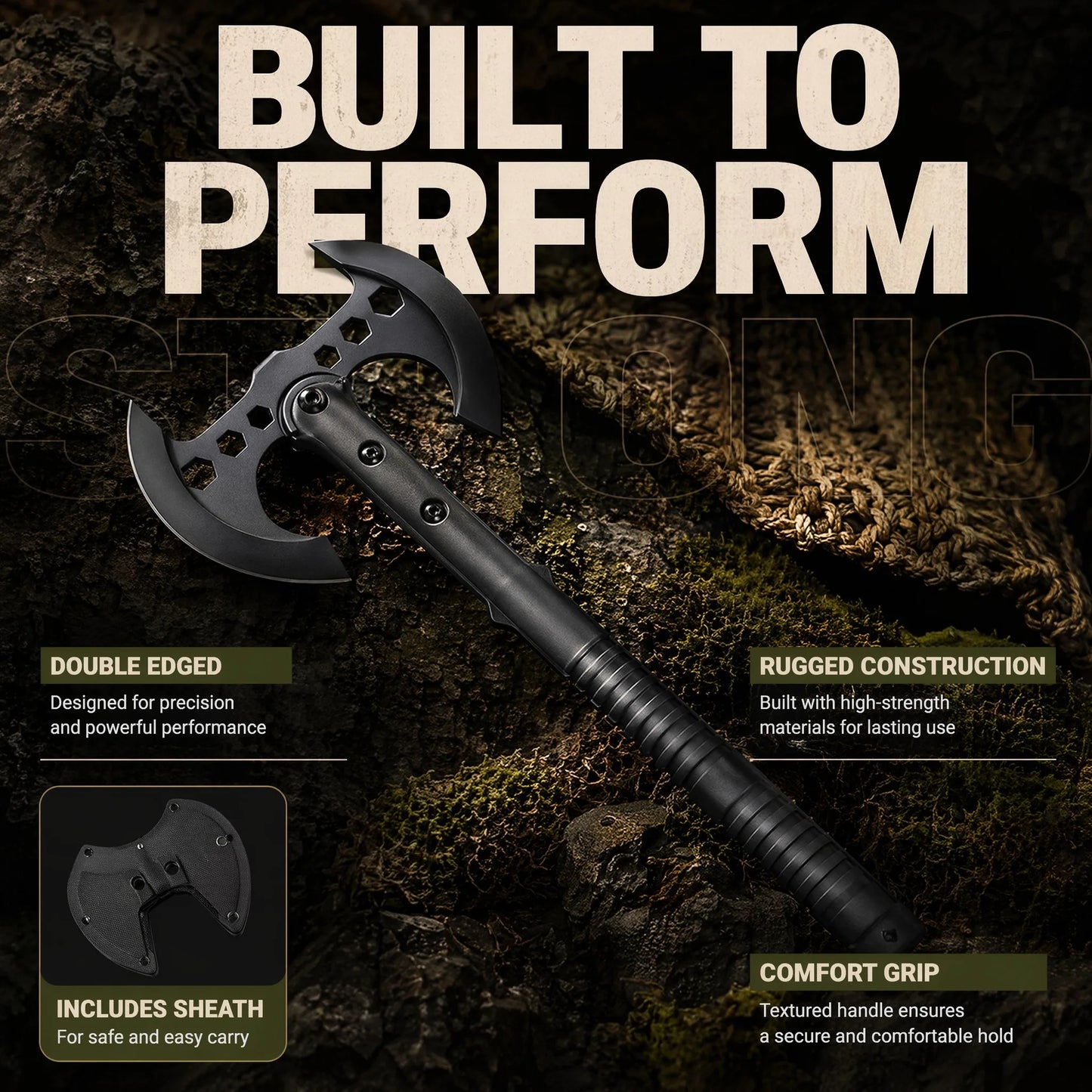 Versatile Double Edged Tactical Axes For Camping And Chopping