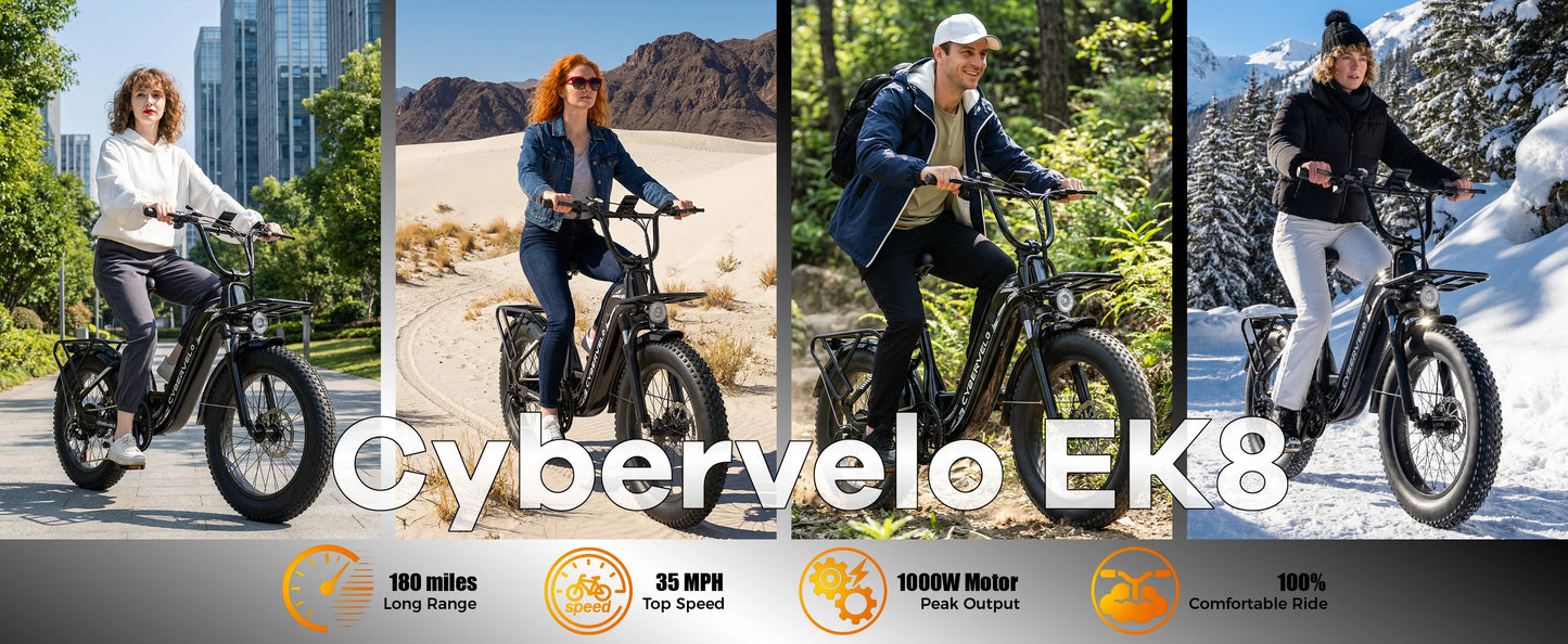 Cybervelo 1000W Step Through Electric Bike With Fat Tires