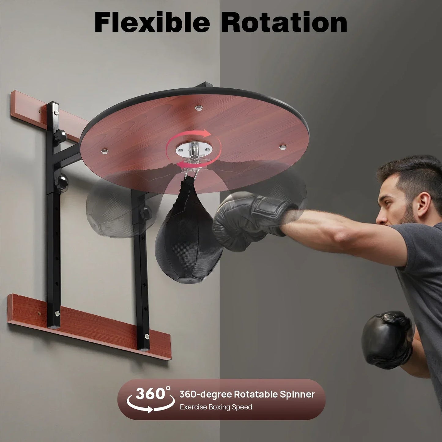 Adjustable Wall Mounted Speed Bag Platform With Pu Boxing Ball