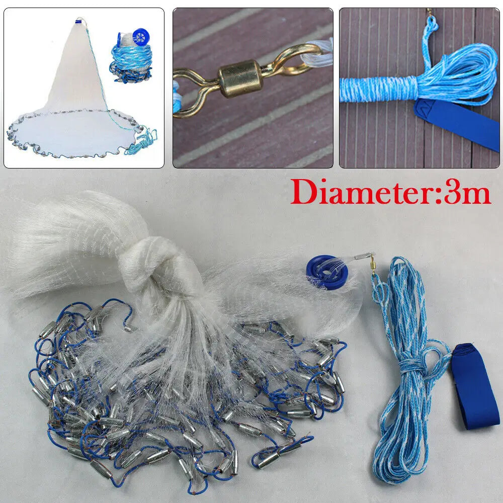 Bymaoar Round Throw Cast Net For Fishing Bait Trap