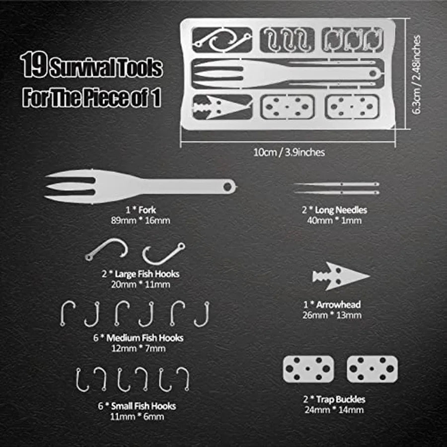 Survival Card Multitool Camping Kit With Fishing Line Gear