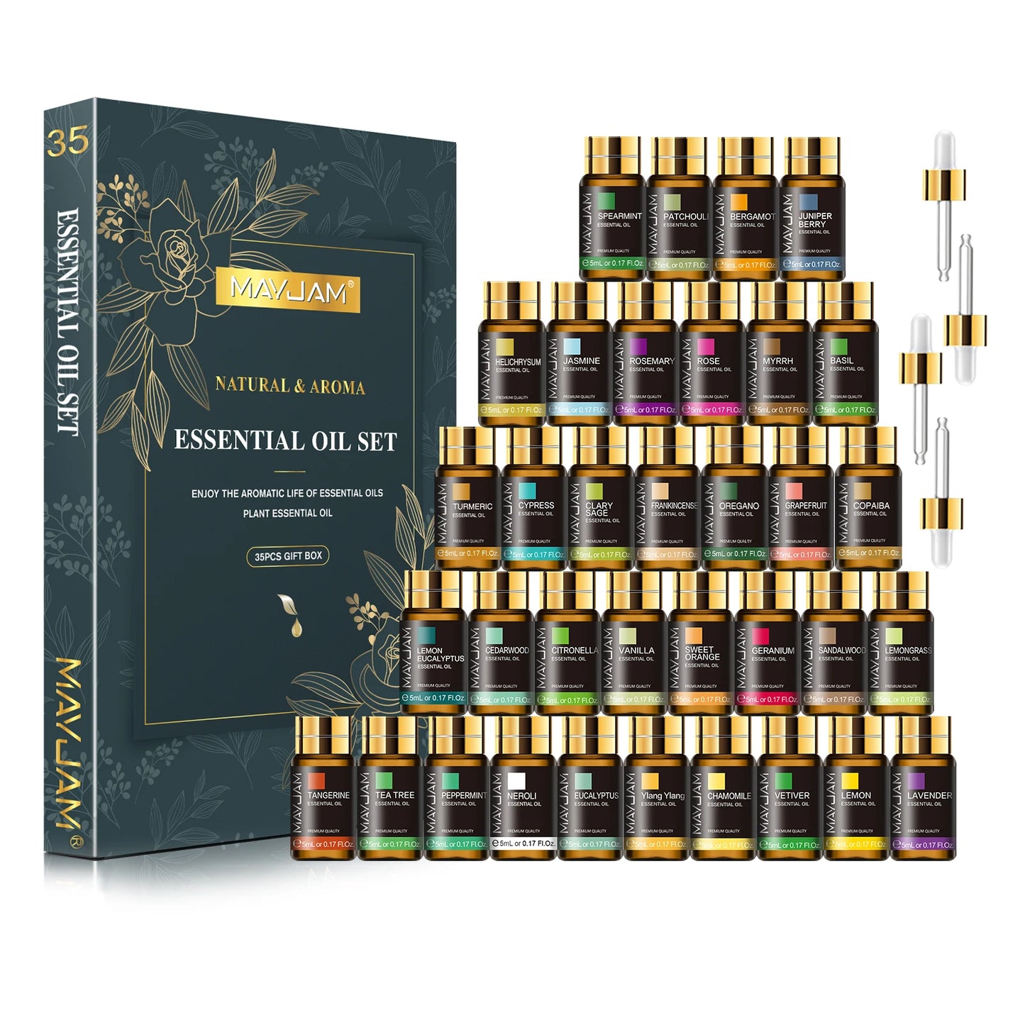MAYJAM 35 Bottles Essential Oils Kit Gift Box With Lavender And More