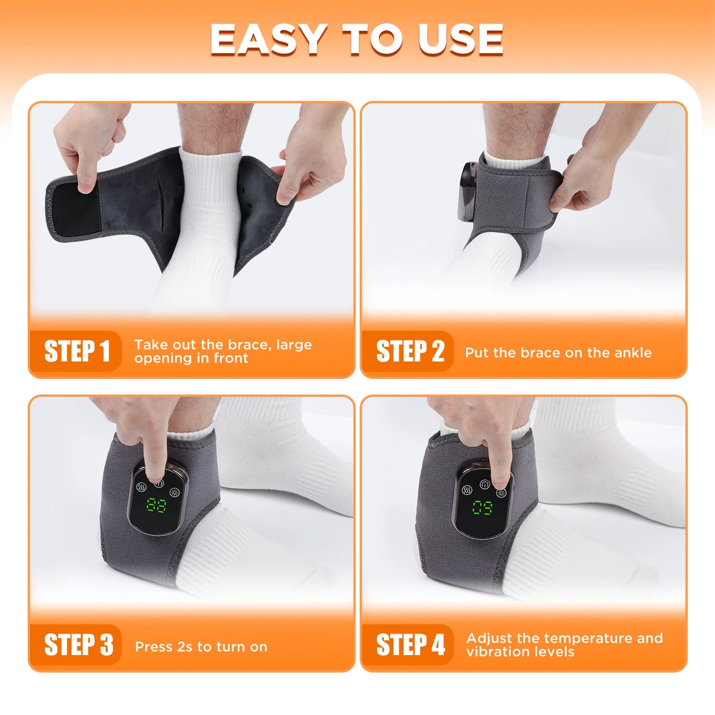 Hailicare Heated Ankle Brace With Five Heat Settings And Vibration