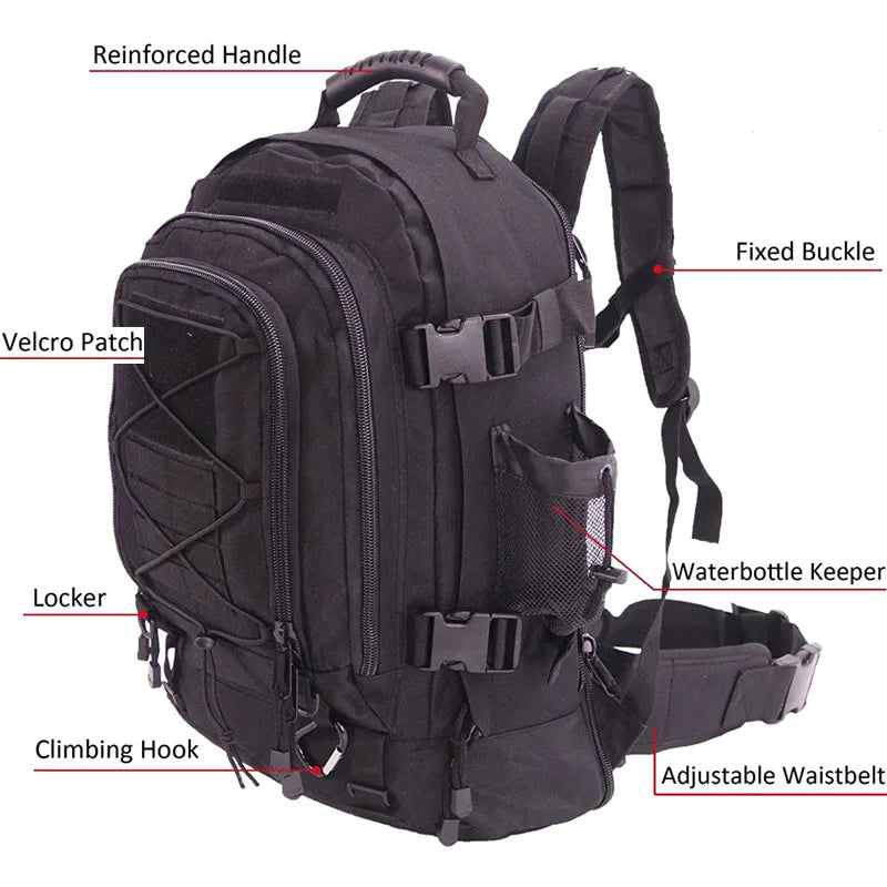 LQARMY Military Tactical Backpack for Hiking Camping and Travel