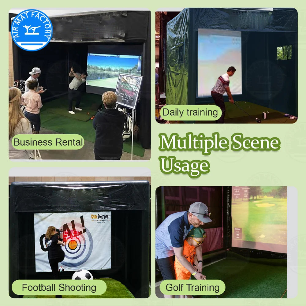 Inflatable Golf Simulator Enclosure With Air Pump And Carry Bag