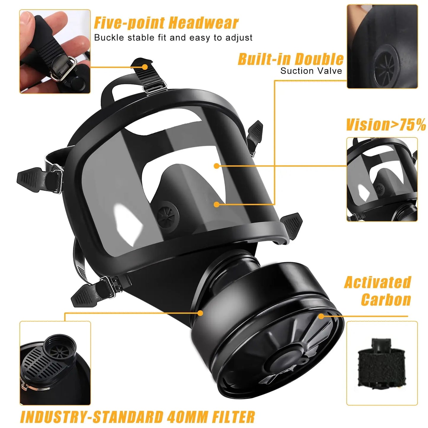 MF14/87 Full Face Gas Mask With Activated Carbon Filter