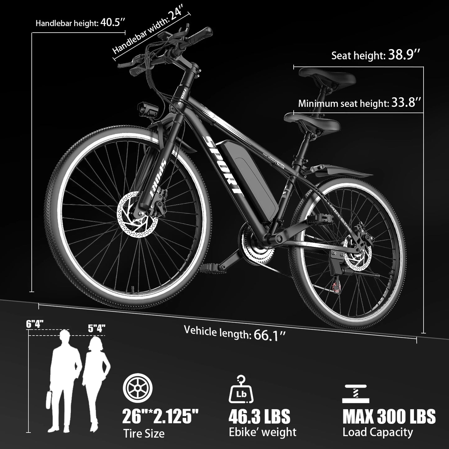 Adult 500W Electric Mountain Bike With 45 Mile Range