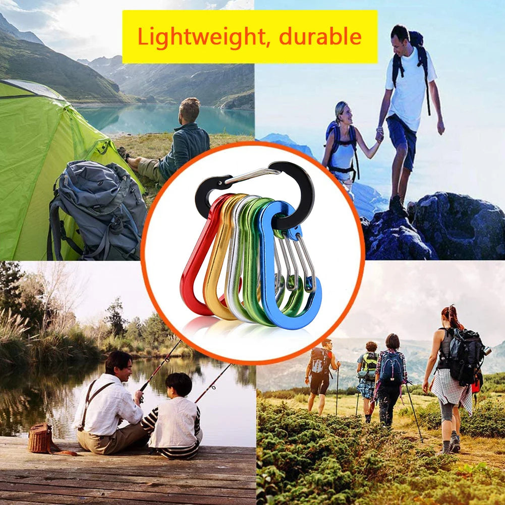 West Biking 6Pcs D Shape Carabiner Set for Outdoor Use