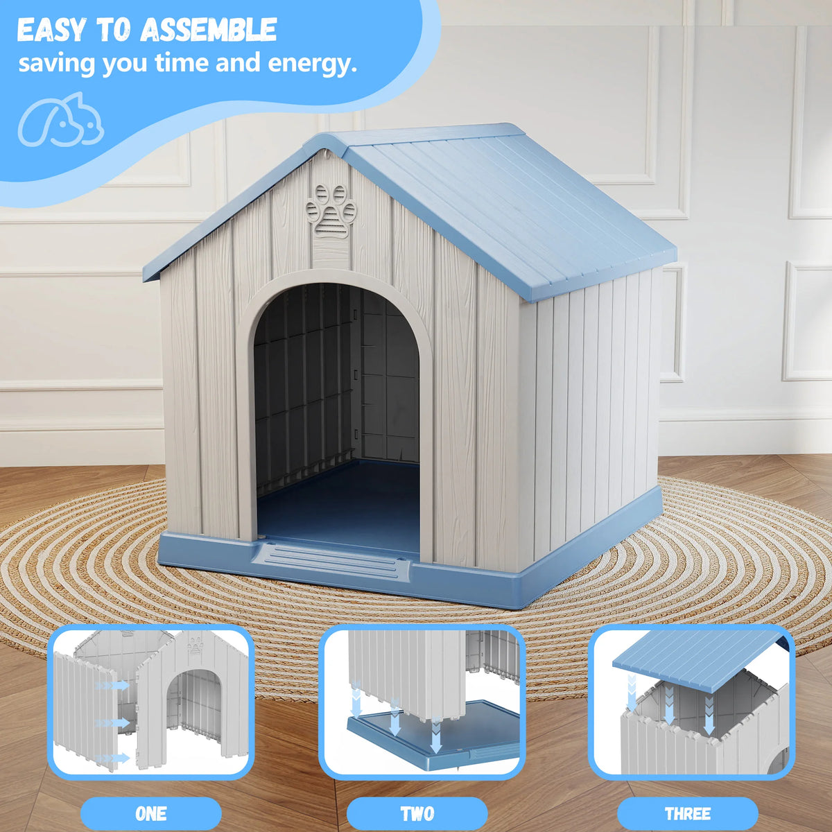 Weatherproof Plastic Dog House for Indoor and Outdoor Use